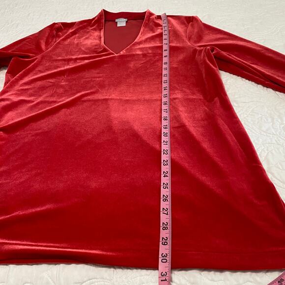 Chicos Red Velvet Long Sleeve Tunic Top Women's Size 2 / L Vamp Whimsigoth - Picture 3 of 7